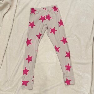nununu Cream Leggings with Pink Stars